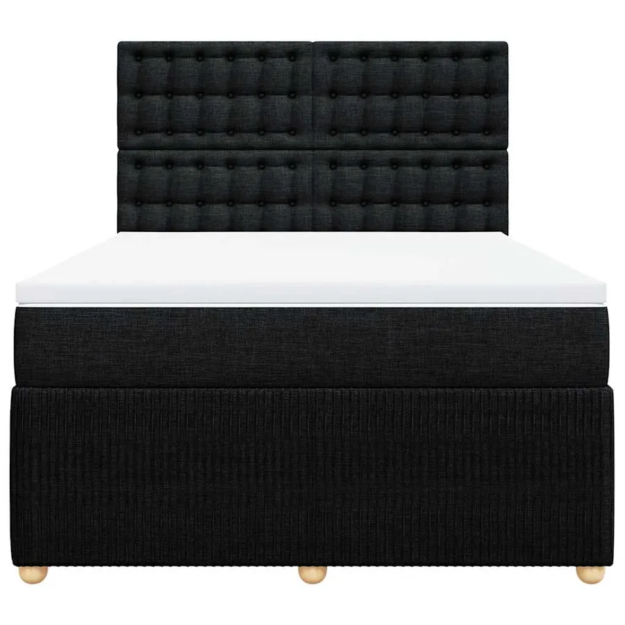 Sommier à lattes de lit avec matelas Noir 160x200 cm Tissu - 4