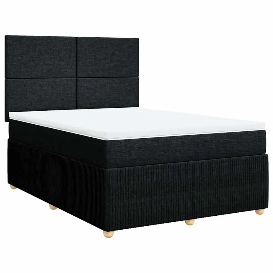 Sommier à lattes de lit avec matelas Noir 160x200 cm Tissu - 2