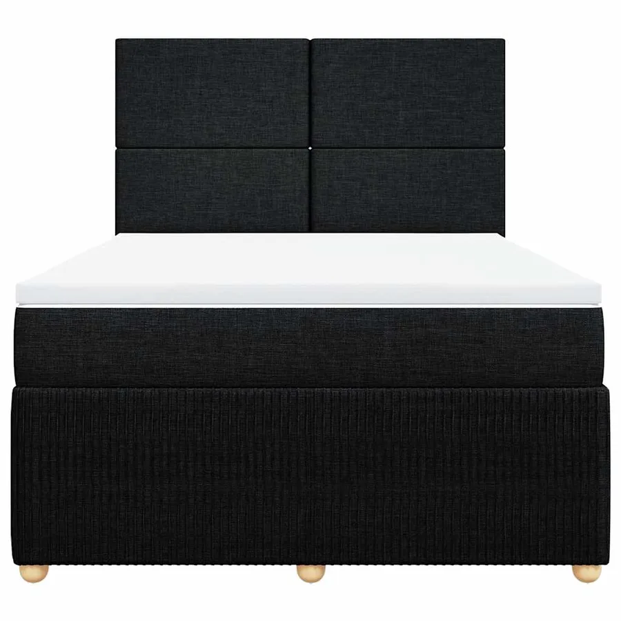 Sommier à lattes de lit avec matelas Noir 160x200 cm Tissu - 4