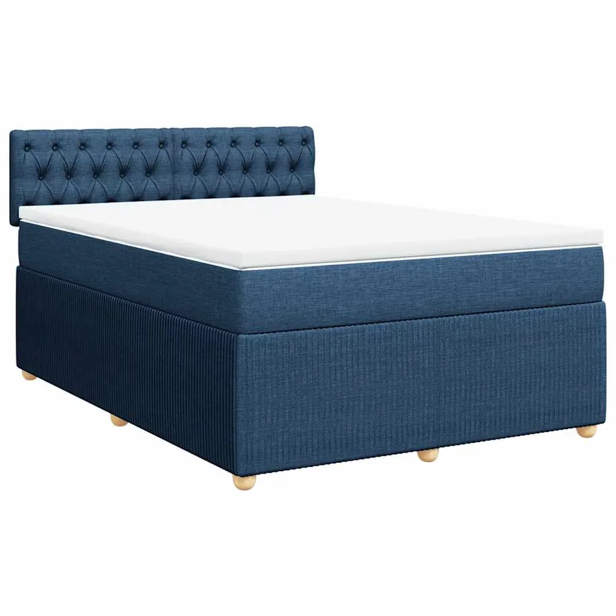 Sommier à lattes de lit avec matelas Bleu 140x200 cm Tissu - 2
