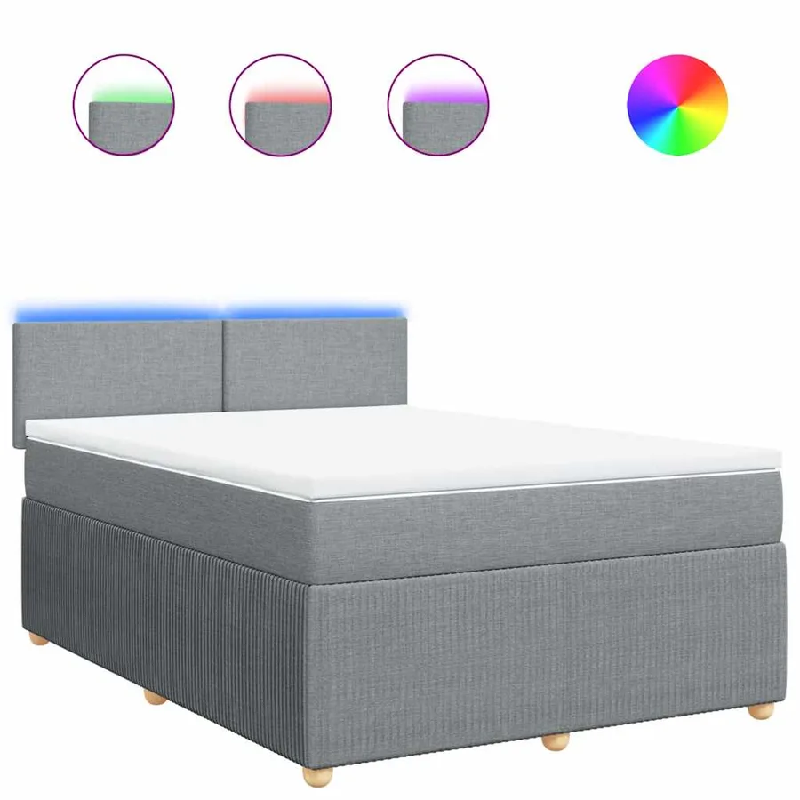 Sommier à lattes de lit avec matelas Gris clair 140x200cm Tissu - 2