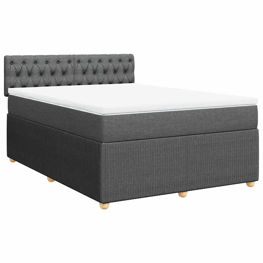 Sommier à lattes de lit avec matelas Gris foncé 140x200cm Tissu - 3