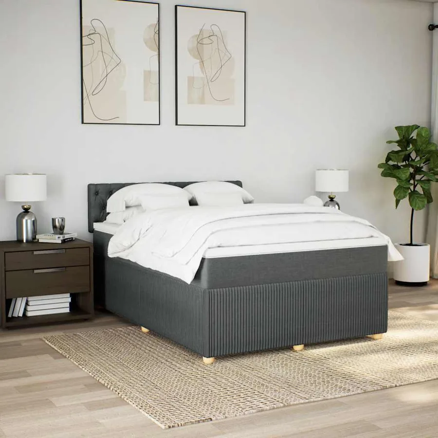 Sommier à lattes de lit avec matelas Gris foncé 140x200cm Tissu - 4