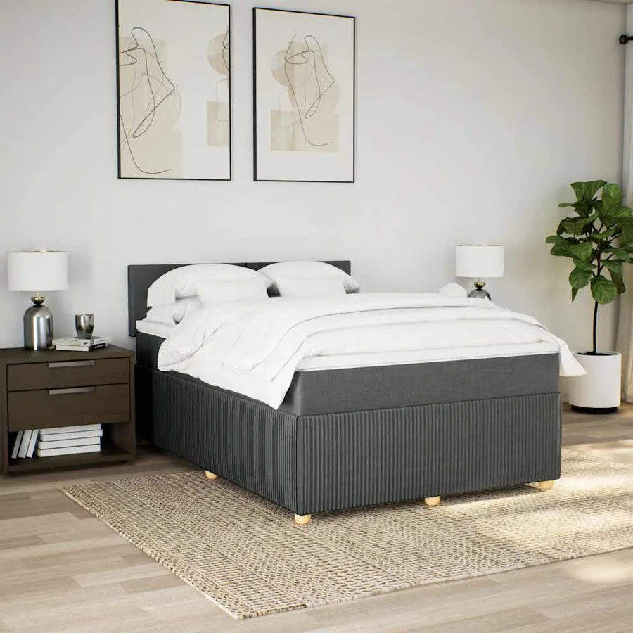 Sommier à lattes de lit avec matelas Gris foncé 160x200cm Tissu - 4