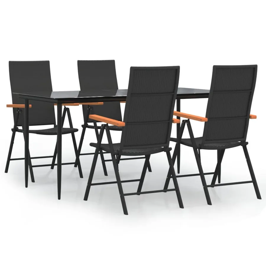 Ensemble à manger de jardin 5 pcs Noir et marron Résine tressée - 2