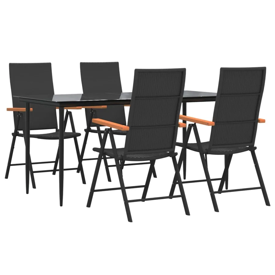 Ensemble à manger de jardin 5 pcs Noir et marron Résine tressée - 3