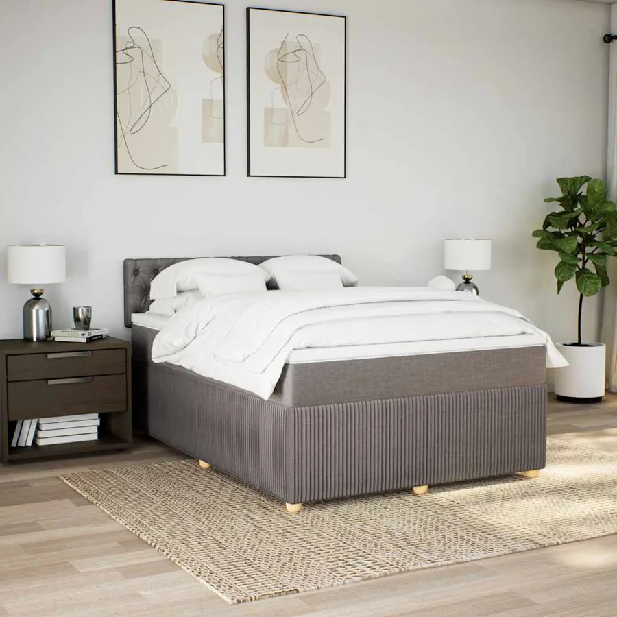 Sommier à lattes de lit avec matelas Taupe 140x200 cm Tissu - 3