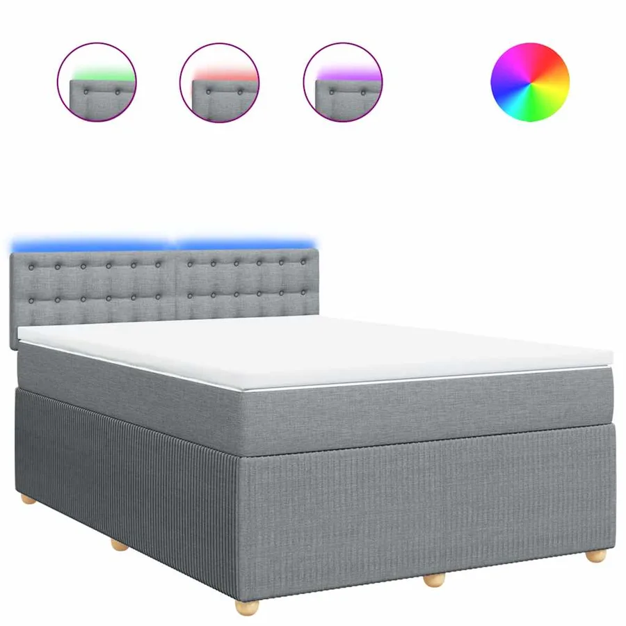 Sommier à lattes de lit avec matelas Gris clair 140x200cm Tissu - 2