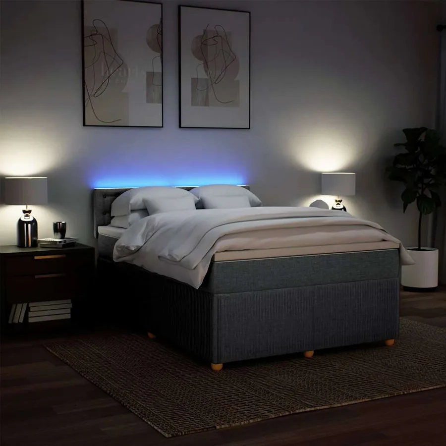 Sommier à lattes de lit avec matelas Gris clair 140x200cm Tissu - 5