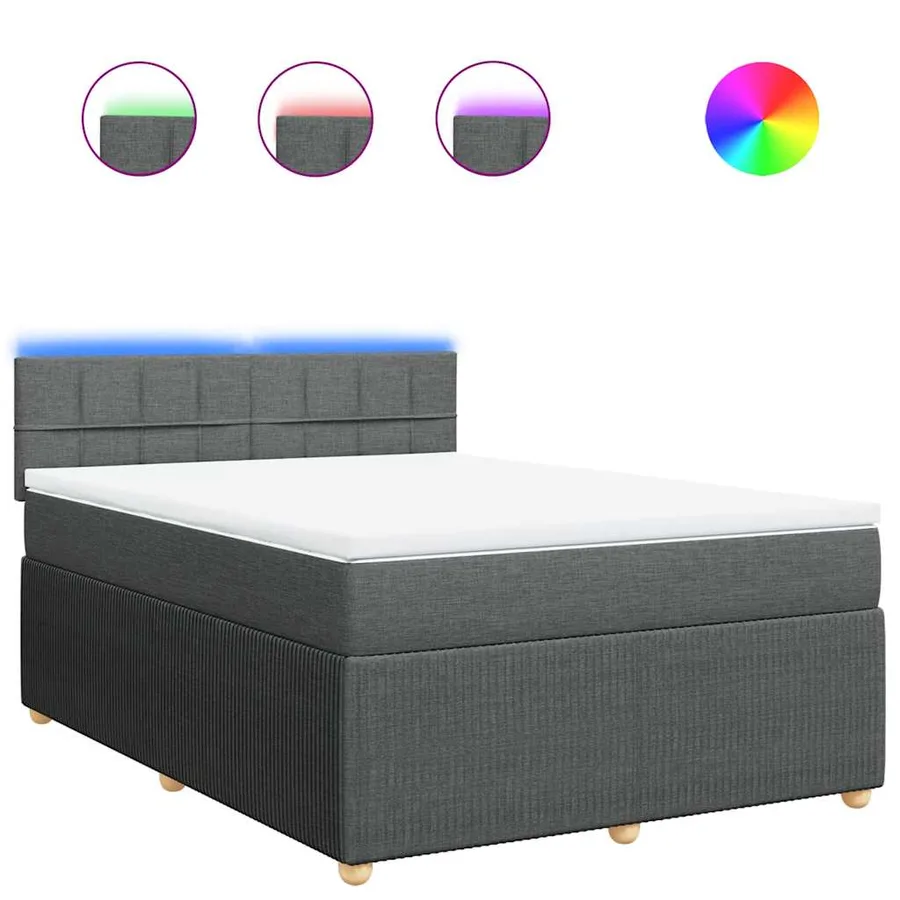 Sommier à lattes de lit avec matelas Gris foncé 160x200cm Tissu - 2