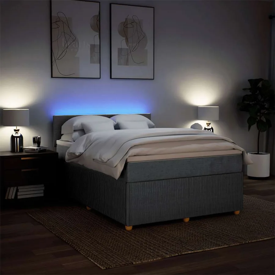 Sommier à lattes de lit avec matelas Gris foncé 160x200cm Tissu - 5
