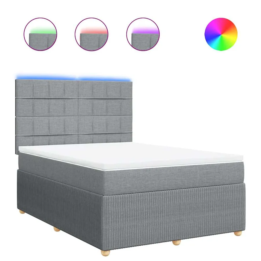 Sommier à lattes de lit avec matelas Gris clair 160x200cm Tissu - 2