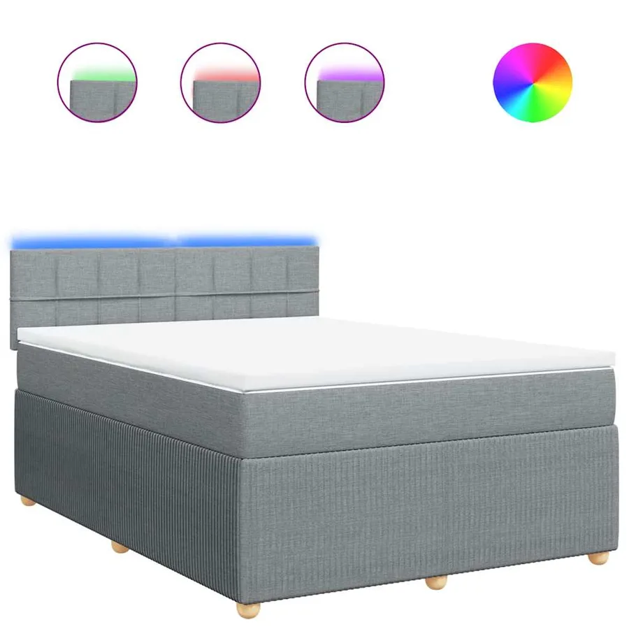 Sommier à lattes de lit avec matelas Gris clair 140x200cm Tissu - 2