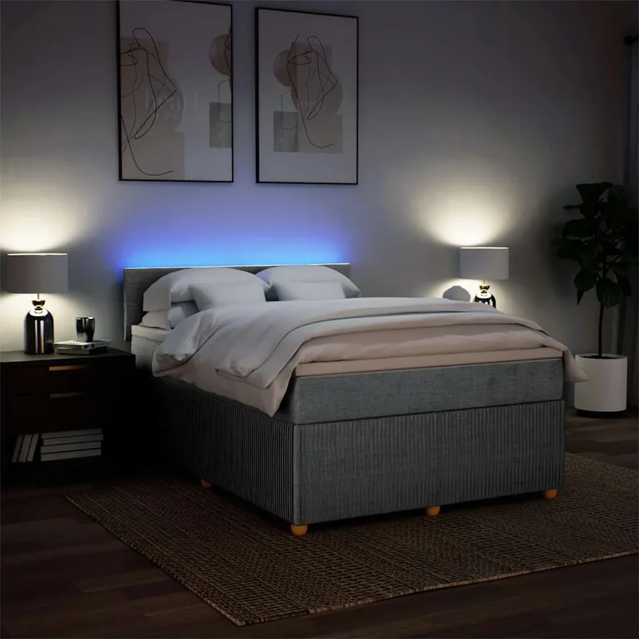 Sommier à lattes de lit avec matelas Gris clair 140x200cm Tissu - 5