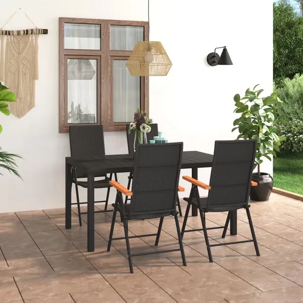 Ensemble à manger de jardin 5 pcs noir et marron