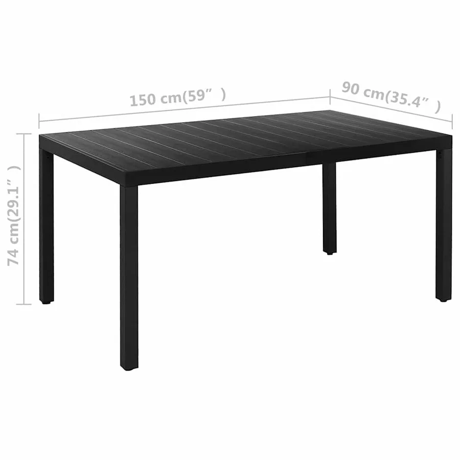 Ensemble à manger de jardin 5 pcs noir et marron - 11