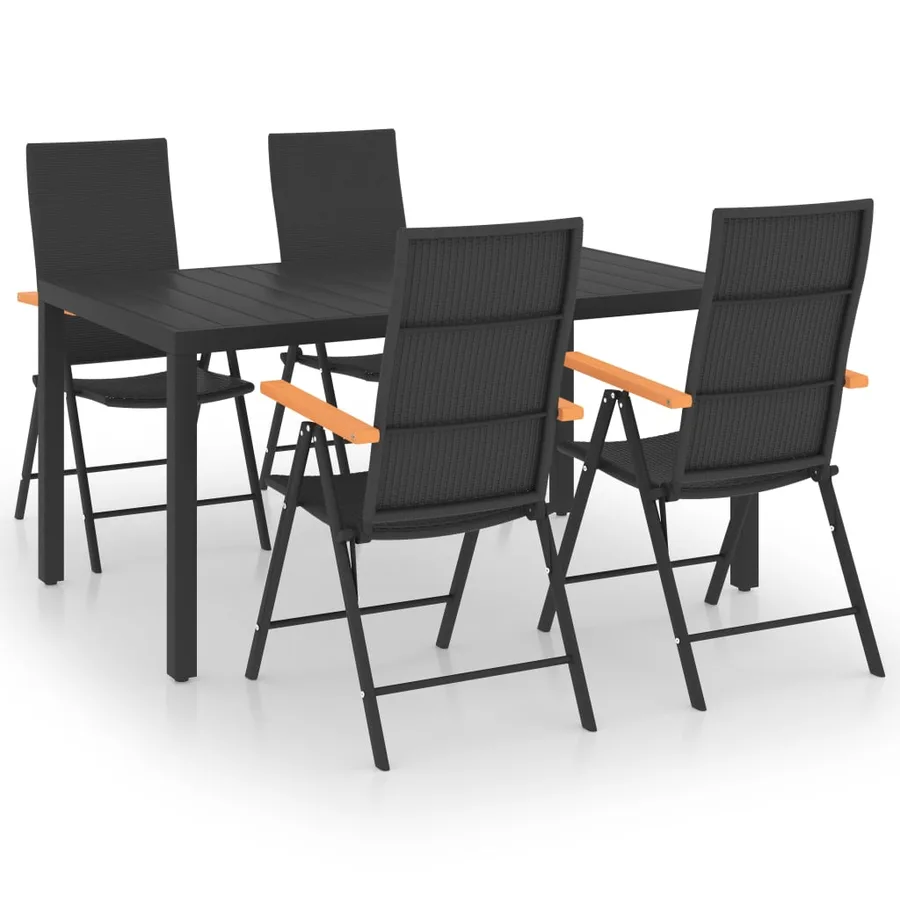 Ensemble à manger de jardin 5 pcs noir et marron - 2