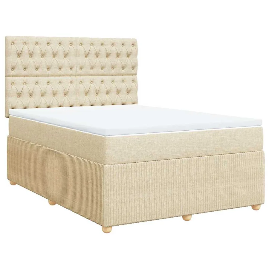 Sommier à lattes de lit avec matelas Crème 140x200 cm Tissu - 2