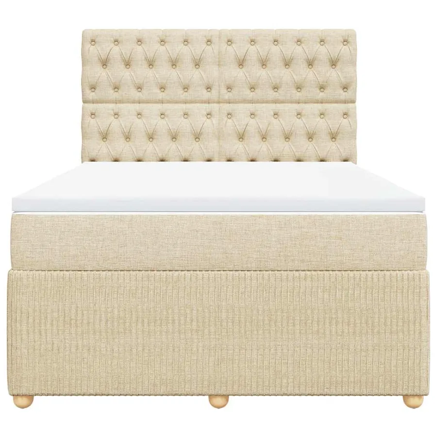 Sommier à lattes de lit avec matelas Crème 140x200 cm Tissu - 4