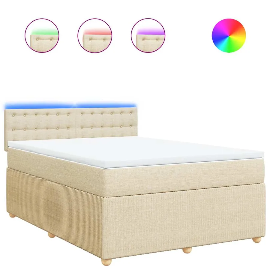 Sommier à lattes de lit avec matelas Crème 140x200 cm Tissu - 2