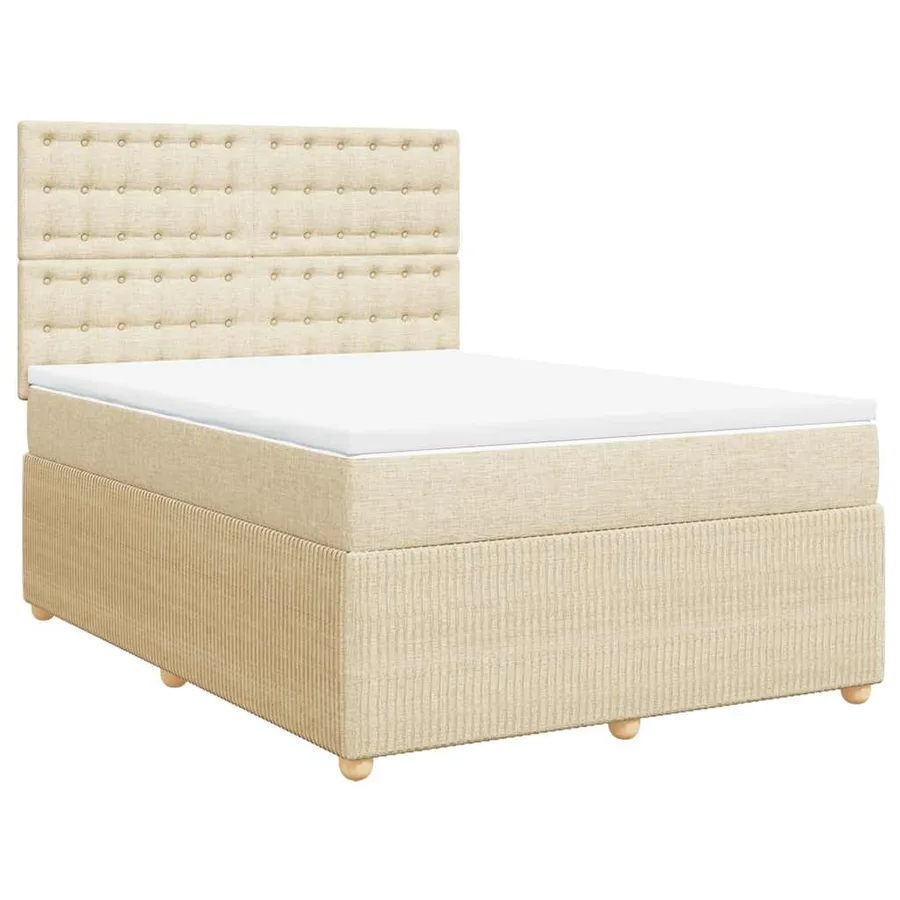Sommier à lattes de lit avec matelas Crème 140x200 cm Tissu - 2