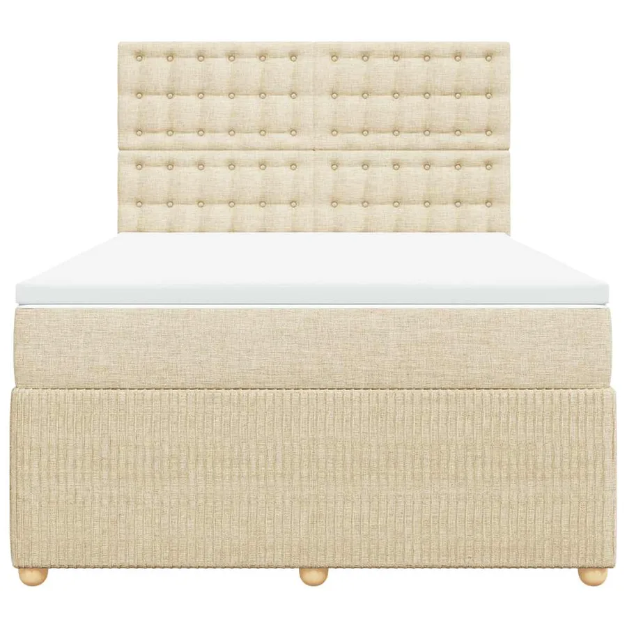 Sommier à lattes de lit avec matelas Crème 140x200 cm Tissu - 4