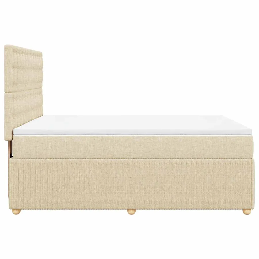Sommier à lattes de lit avec matelas Crème 140x200 cm Tissu - 5