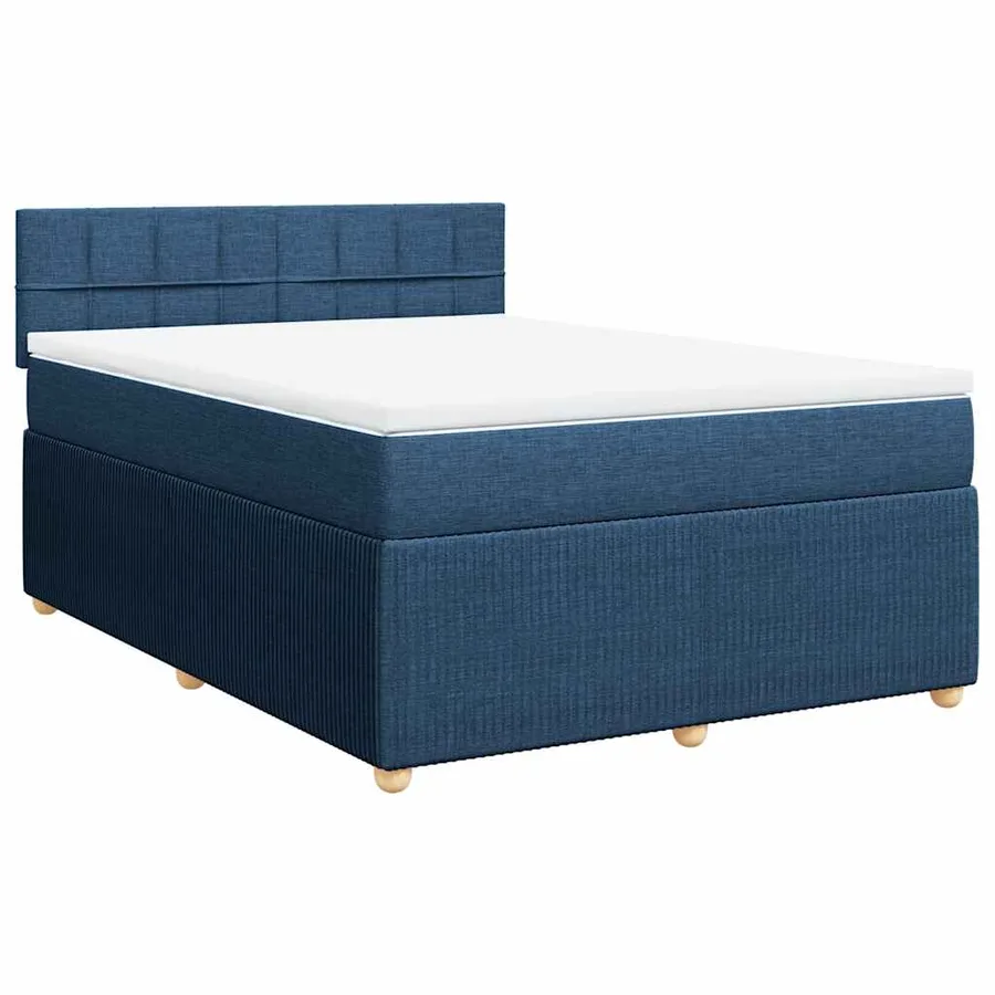 Sommier à lattes de lit avec matelas Bleu 140x200 cm Tissu - 3