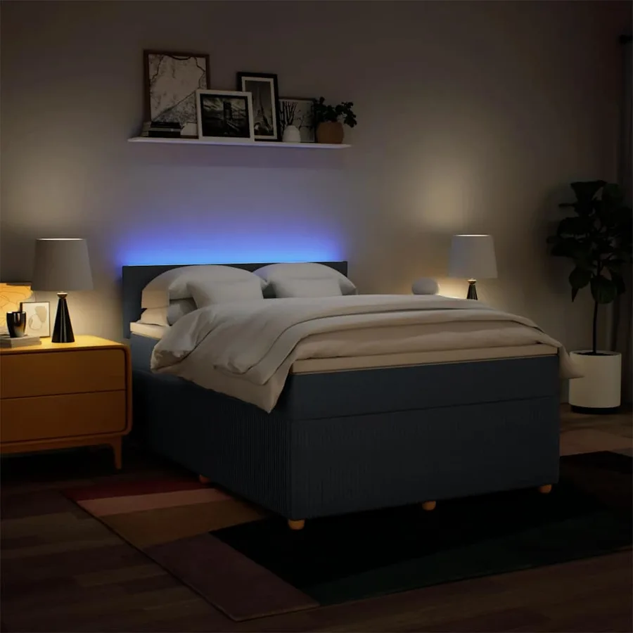 Sommier à lattes de lit avec matelas Bleu 140x200 cm Tissu - 5