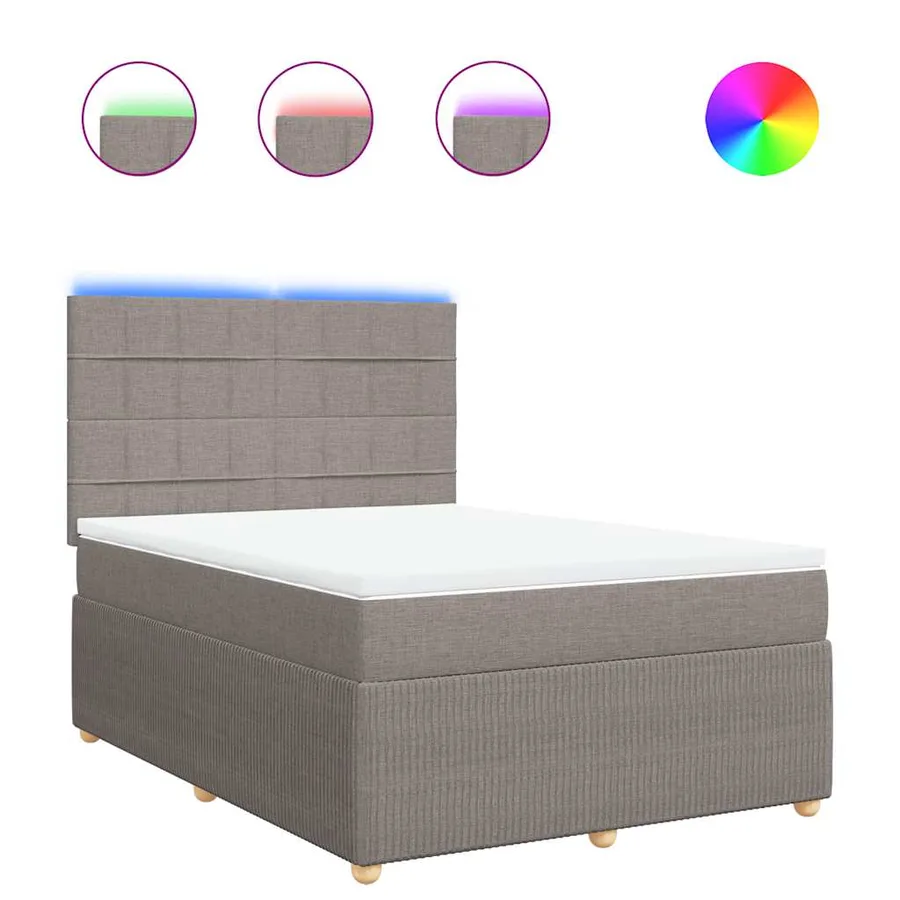 Sommier à lattes de lit avec matelas Taupe 160x200 cm Tissu - 2