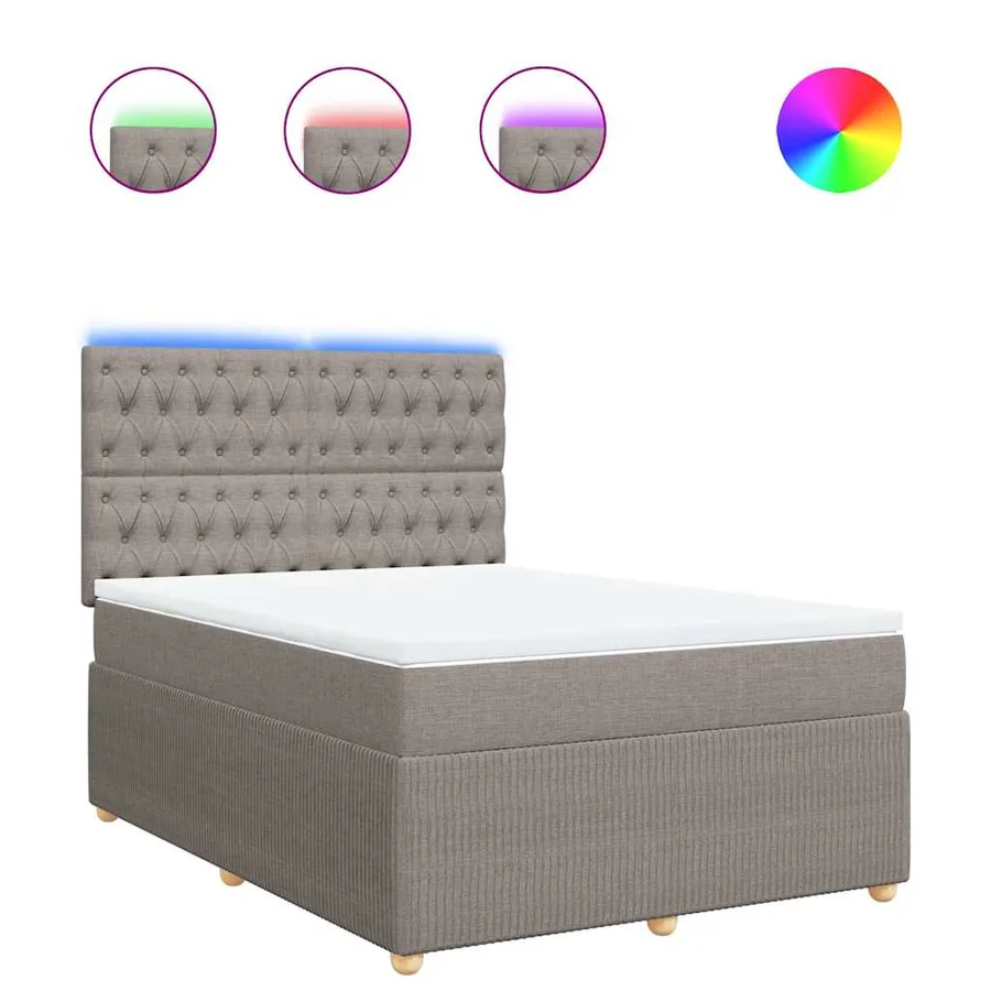 Sommier à lattes de lit avec matelas Taupe 160x200 cm Tissu - 2