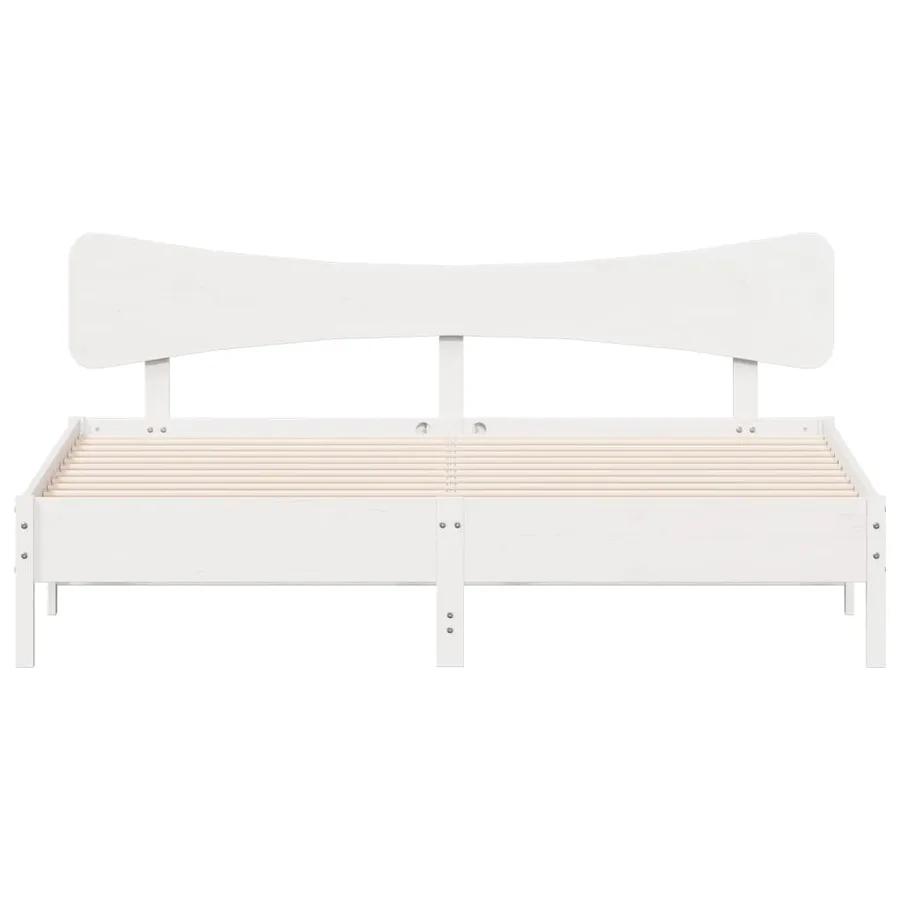 Cadre de lit sans matelas blanc 160x200 cm bois de pin massif - 4
