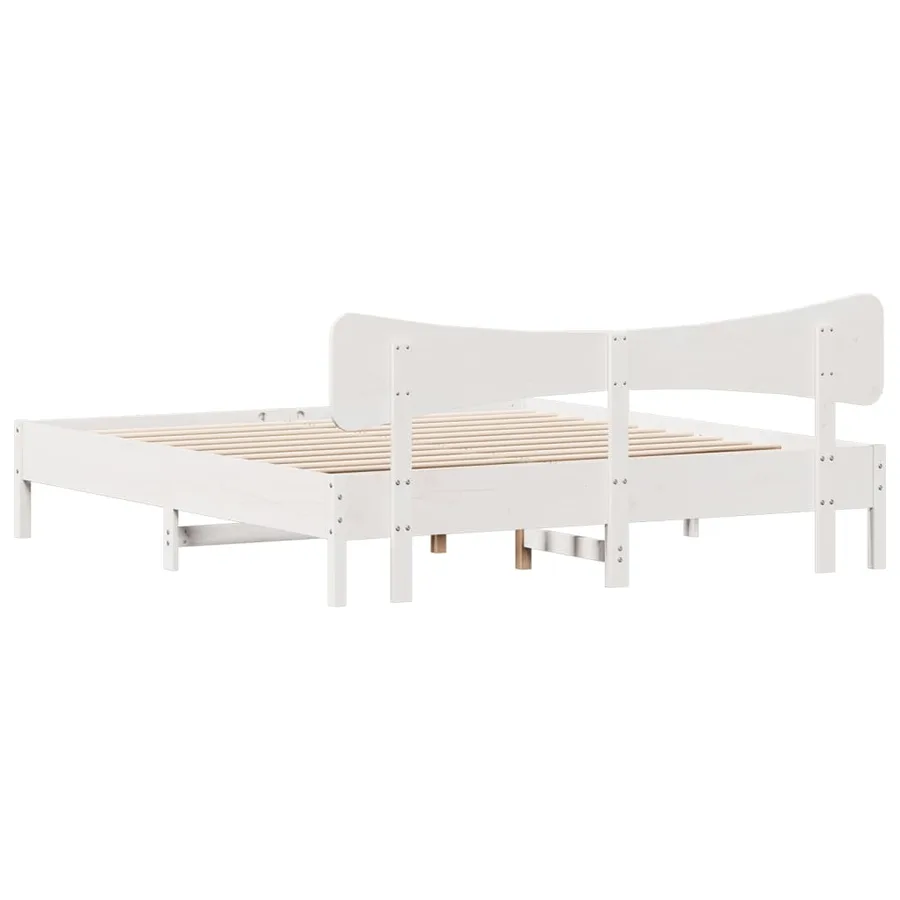 Cadre de lit sans matelas blanc 160x200 cm bois de pin massif - 8
