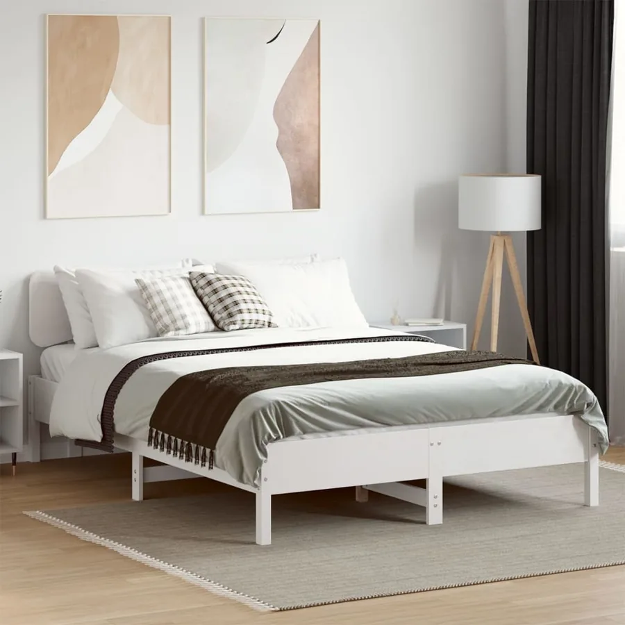 Cadre de lit sans matelas blanc 140x200 cm bois de pin massif