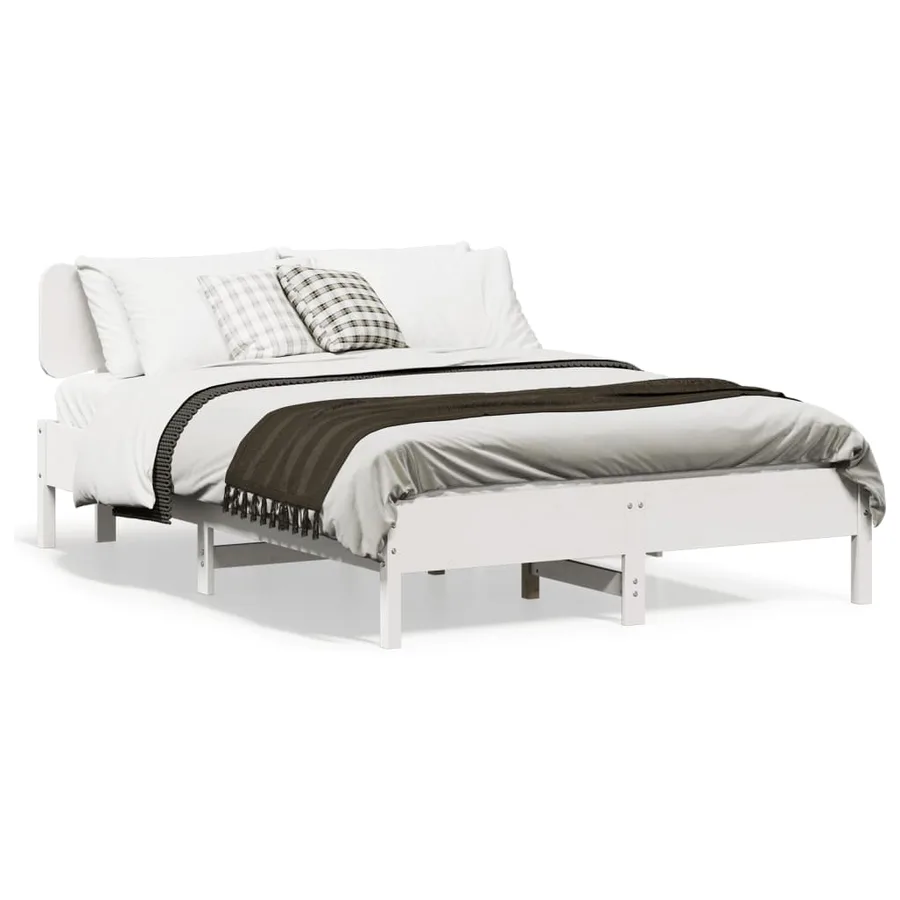 Cadre de lit sans matelas blanc 140x200 cm bois de pin massif - 2