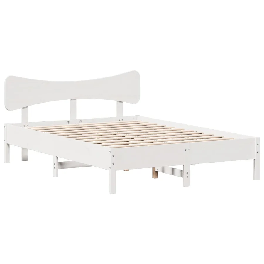 Cadre de lit sans matelas blanc 140x200 cm bois de pin massif - 3