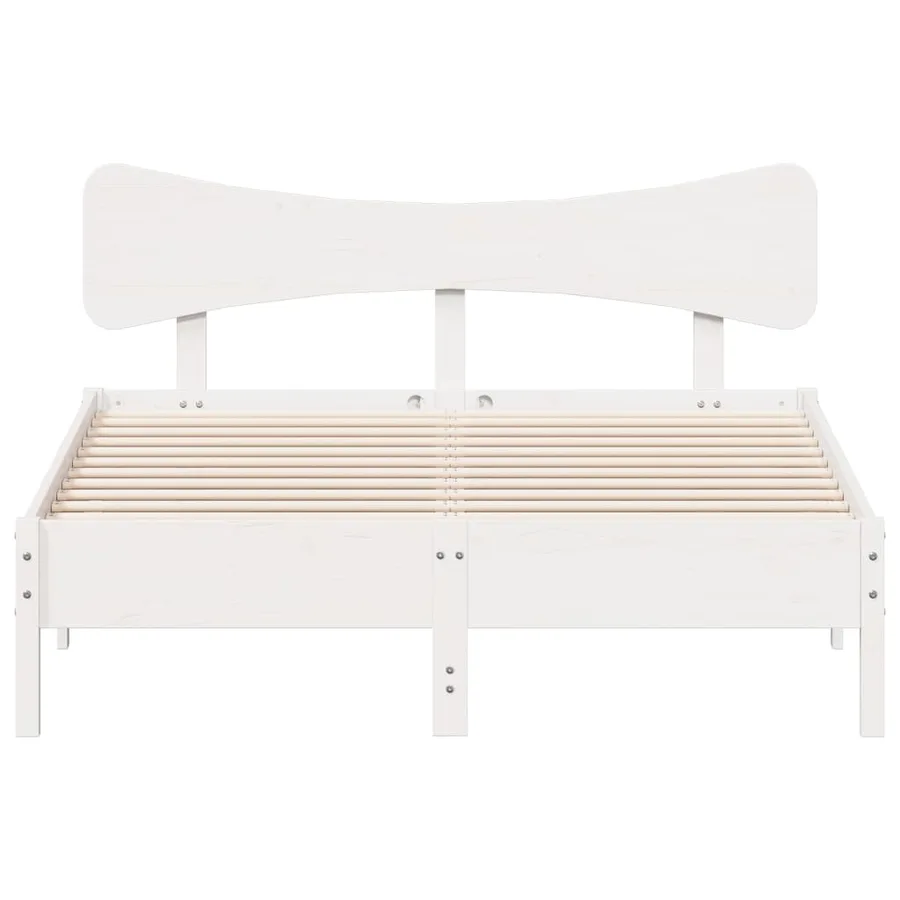Cadre de lit sans matelas blanc 140x200 cm bois de pin massif - 4