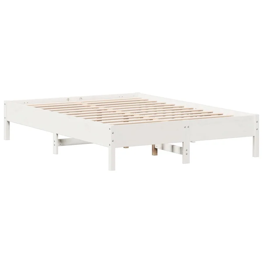 Cadre de lit sans matelas blanc 140x200 cm bois de pin massif - 5