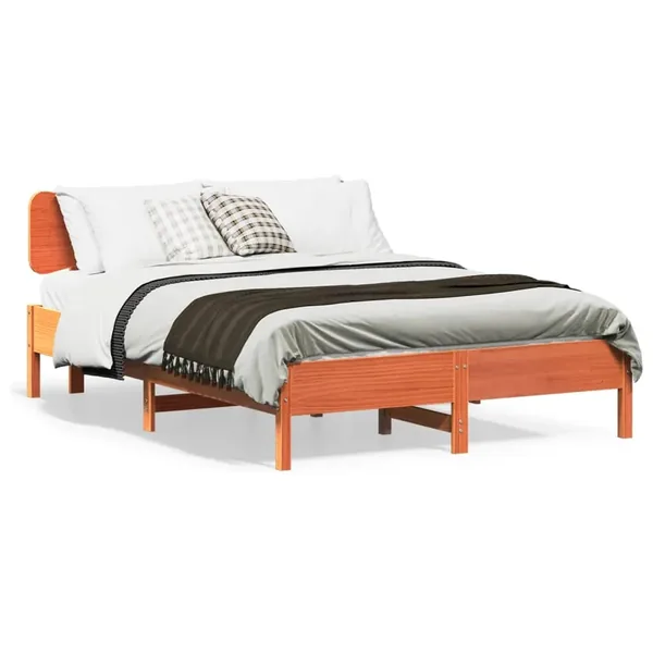 Cadre de lit sans matelas cire marron 140x190cm bois pin massif