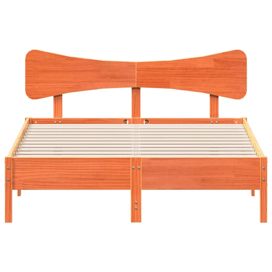 Cadre de lit sans matelas cire marron 140x190cm bois pin massif - 4