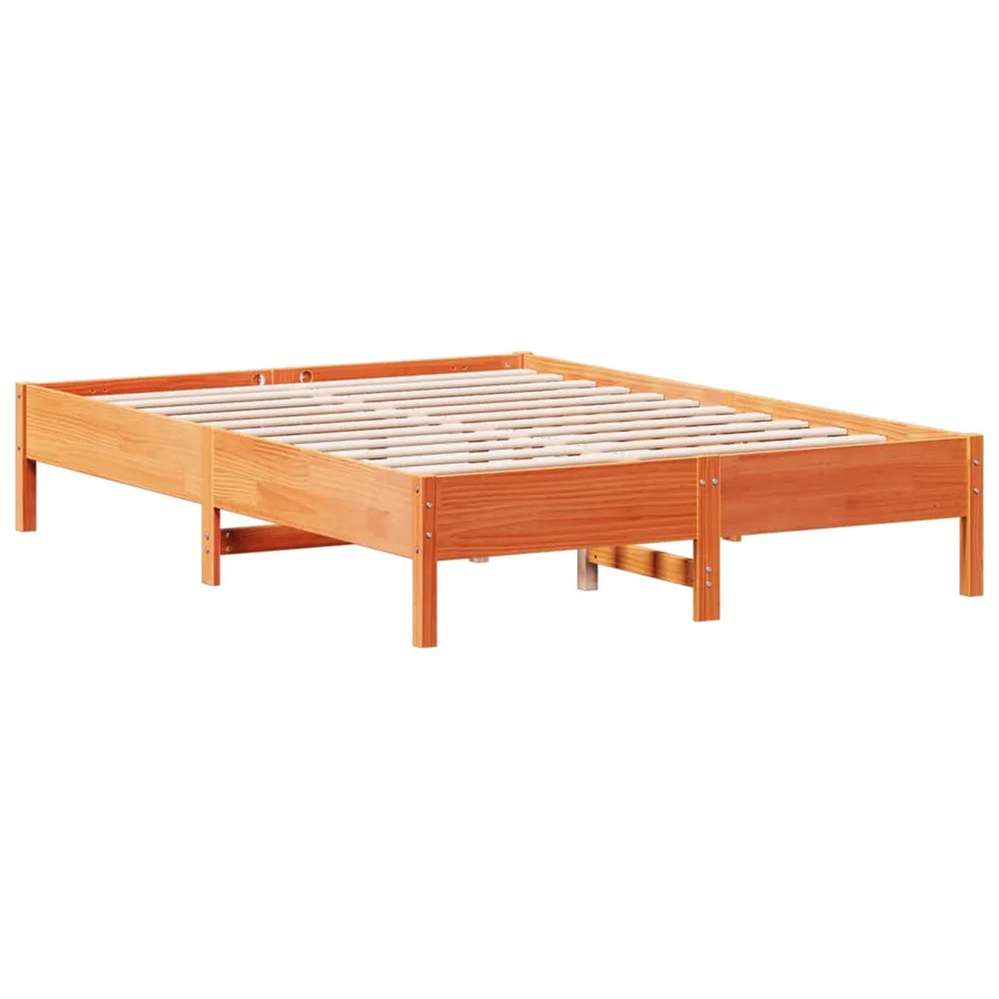 Cadre de lit sans matelas cire marron 150x200cm bois pin massif - 5
