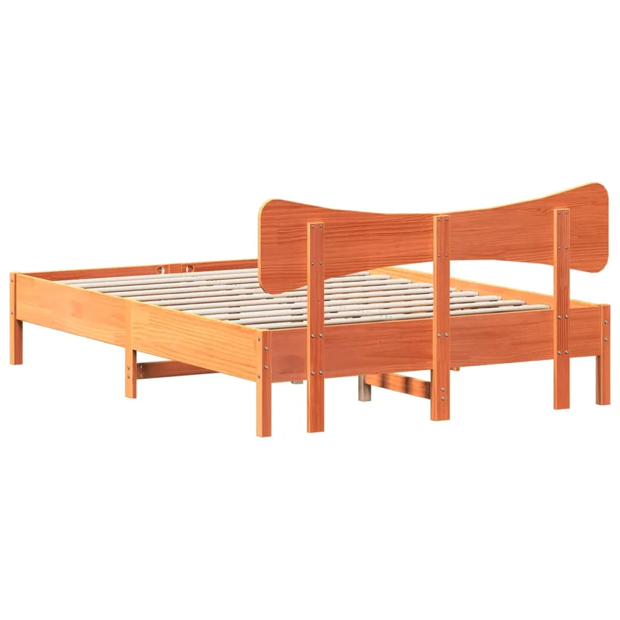 Cadre de lit sans matelas cire marron 150x200cm bois pin massif - 8