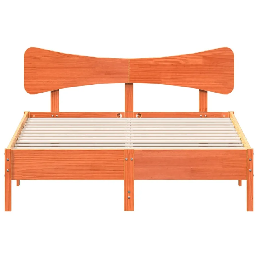 Cadre de lit sans matelas cire marron 120x190cm bois pin massif - 4