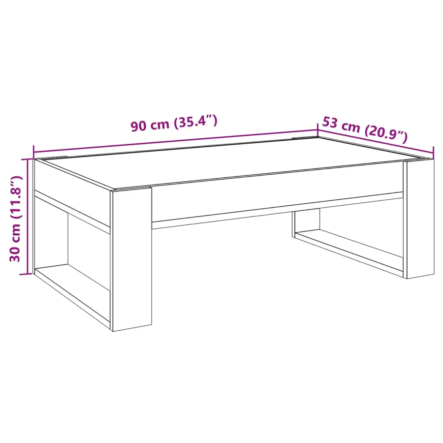 Table basse avec LED infini chêne marron 90x53x30 cm - 13