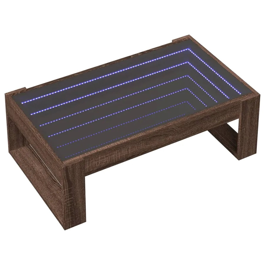 Table basse avec LED infini chêne marron 90x53x30 cm - 3