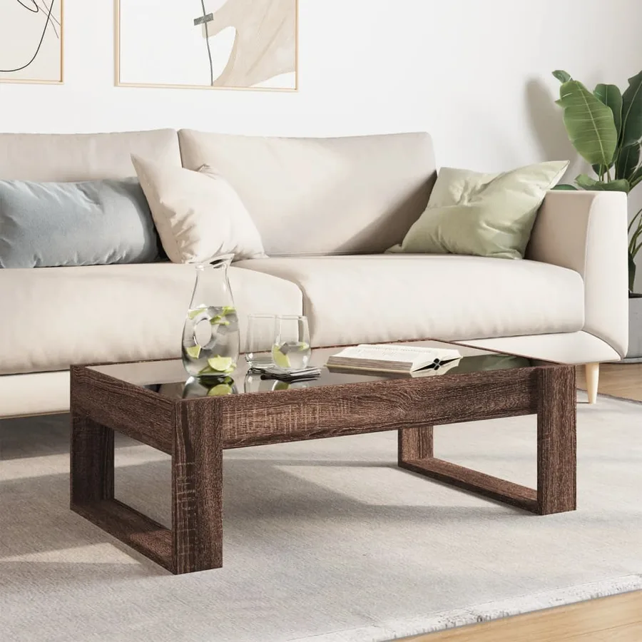 Table basse avec LED infini chêne marron 90x53x30 cm - 4