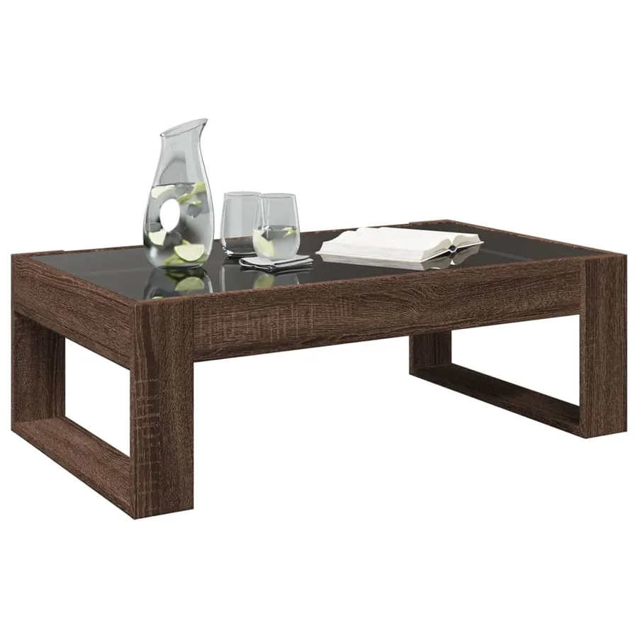 Table basse avec LED infini chêne marron 90x53x30 cm - 5