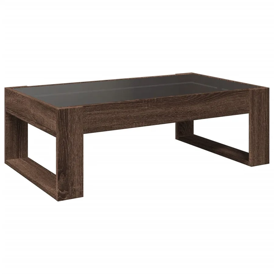 Table basse avec LED infini chêne marron 90x53x30 cm - 8