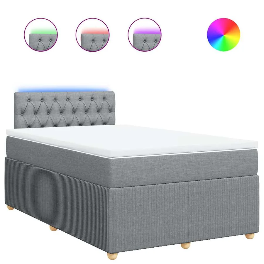 Sommier à lattes de lit avec matelas Gris clair 120x200cm Tissu - 2