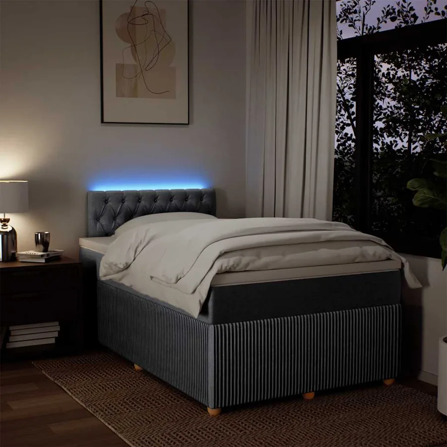 Sommier à lattes de lit avec matelas Gris clair 120x200cm Tissu - 5